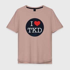 Мужская футболка хлопок Oversize с принтом TKD в Тюмени, 100% хлопок | свободный крой, круглый ворот, “спинка” длиннее передней части | taekwondo | восточные единоборства | единоборства | теквондо | тхэквондо | тэквондо