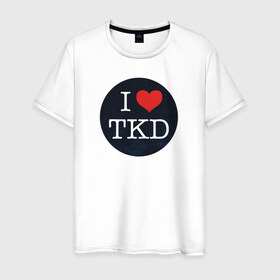 Мужская футболка хлопок с принтом TKD в Тюмени, 100% хлопок | прямой крой, круглый вырез горловины, длина до линии бедер, слегка спущенное плечо. | taekwondo | восточные единоборства | единоборства | теквондо | тхэквондо | тэквондо