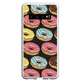 Чехол для Samsung Galaxy S10 с принтом Сладкоежка в Тюмени, Силикон | Область печати: задняя сторона чехла, без боковых панелей | Тематика изображения на принте: еда | пончик | пончики | сладкое | сладкоежка | сладкоежкам