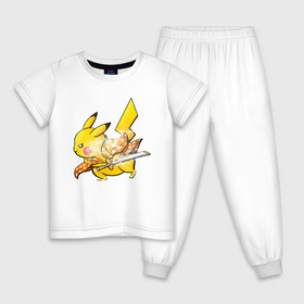 Детская пижама хлопок с принтом Пика_Самурай в Тюмени, 100% хлопок |  брюки и футболка прямого кроя, без карманов, на брюках мягкая резинка на поясе и по низу штанин
 | Тематика изображения на принте: anime | onime | picachu | pika | pikachu | samurai | zenitsu agatsuma | аниме | анимэ | без | в | готов | дзэницу агацума | зен | и | катана | кимано | меч | молнии | молния | на | ониме | онимэ | пакемон | пика | пикачу | плащ | покемон