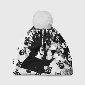 Шапка 3D c помпоном с принтом Король и Шут в Тюмени, 100% полиэстер | универсальный размер, печать по всей поверхности изделия | punk | rock | skull | киш | король | король и шут | михаил горшенев | панки | рок | русский рок | черепа | шут