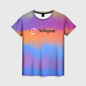 Женская футболка 3D с принтом Instagram. в Тюмени, 100% полиэфир ( синтетическое хлопкоподобное полотно) | прямой крой, круглый вырез горловины, длина до линии бедер | insta | instagram | instagramm | social | видео | инста | инстаграм | инстаграмм | приложение | социальная сеть | фото