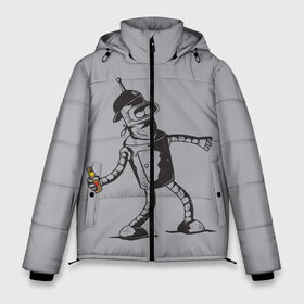 Мужская зимняя куртка 3D с принтом Futurama Bender Banksy в Тюмени, верх — 100% полиэстер; подкладка — 100% полиэстер; утеплитель — 100% полиэстер | длина ниже бедра, свободный силуэт Оверсайз. Есть воротник-стойка, отстегивающийся капюшон и ветрозащитная планка. 

Боковые карманы с листочкой на кнопках и внутренний карман на молнии. | Тематика изображения на принте: bender | express | fry | futurama | future | leela | philip | planet | turanga | zoidberg | бендер | будущее | джей | зойдберг | лила | родригес | сгибальщик | туранга | филип | фрай | футурама