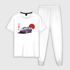 Мужская пижама хлопок с принтом Toyota Supra A80 в Тюмени, 100% хлопок | брюки и футболка прямого кроя, без карманов, на брюках мягкая резинка на поясе и по низу штанин
 | 