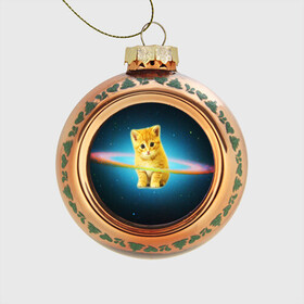 Стеклянный ёлочный шар с принтом Рыжий Котик в Тюмени, Стекло | Диаметр: 80 мм | cat | cats | животные | киса | киска | кот | котики | коты | котэ | кошка | природа