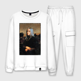 Мужской костюм хлопок с принтом Billie Eilish Mona Lisa в Тюмени, 100% хлопок | на свитшоте круглая горловина, мягкая резинка по низу. Брюки заужены к низу, на них два вида карманов: два “обычных” по бокам и два объемных, с клапанами, расположенные ниже линии бедра. Брюки с мягкой трикотажной резинкой на поясе и по низу штанин. В поясе для дополнительного комфорта — широкие завязки | at | billie | don’t | eilish | electronic | eyes | me | music | ocean | pirate | smile | synthpop | usa | айлиш | билли | музыка | пайрэт | синти поп | сша | электронная | электропоп