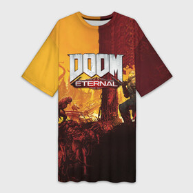 Платье-футболка 3D с принтом DOOM eternal 2020 в Тюмени,  |  | 2020 | dom | doom | eternal | fortnite | pubg | дом | дум | дуум | пабг | пубг | фортнайт