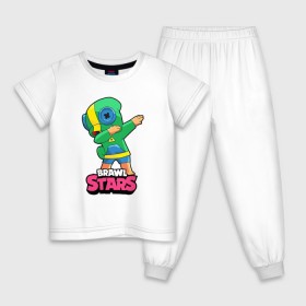 Детская пижама хлопок с принтом Brawl Stars Leon, Dab в Тюмени, 100% хлопок |  брюки и футболка прямого кроя, без карманов, на брюках мягкая резинка на поясе и по низу штанин
 | 