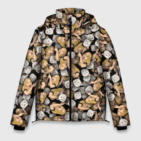Мужская зимняя куртка 3D с принтом Woman Yelling at a Cat в Тюмени, верх — 100% полиэстер; подкладка — 100% полиэстер; утеплитель — 100% полиэстер | длина ниже бедра, свободный силуэт Оверсайз. Есть воротник-стойка, отстегивающийся капюшон и ветрозащитная планка. 

Боковые карманы с листочкой на кнопках и внутренний карман на молнии. | Тематика изображения на принте: the cat meme | белый | девушки | женщины | кот | котик | кричат | мем | орут | паттерн