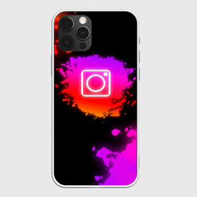 Чехол для iPhone 12 Pro Max с принтом Instagram в Тюмени, Силикон |  | instagram | брызги краски | инстаграм | краска | логотиб инстаграм | майки с логотипом инстаграм | майки с прикольными картинками | неон | неоновые майки | прикольные картинки | соц сети