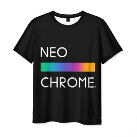 Мужская футболка 3D с принтом NEO CHROME в Тюмени, 100% полиэфир | прямой крой, круглый вырез горловины, длина до линии бедер | rgb | контрастный | круг | металл | мудрость | мысль | надпись | палитра | радуга | радужный | символ | сфера | текст | фраза | цветной | яркий