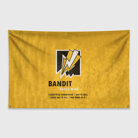 Флаг-баннер с принтом Bandit (R6s) в Тюмени, 100% полиэстер | размер 67 х 109 см, плотность ткани — 95 г/м2; по краям флага есть четыре люверса для крепления | art | bandit | game | logo | rainbow | shooter | siege | six | ubisoft | арт | бандит | игра | игры | компьютерные | лого | оперативник | осада | персонаж | радуга 6 | шутер