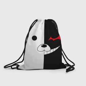 Рюкзак-мешок 3D с принтом Monokuma в Тюмени, 100% полиэстер | плотность ткани — 200 г/м2, размер — 35 х 45 см; лямки — толстые шнурки, застежка на шнуровке, без карманов и подкладки | anime | character | dangan ronpa | kawai | manga | аниме | анимэ | глаз | данганронпа | двухцветная | директор | злодей | из | изображение | кавай | крутой | лицо | манга | медведь | милый | мишка | на груди | необычный | нос