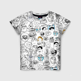 Детская футболка 3D с принтом МЕМЫ в Тюмени, 100% гипоаллергенный полиэфир | прямой крой, круглый вырез горловины, длина до линии бедер, чуть спущенное плечо, ткань немного тянется | meme | pattern | smile | интернет приколы | мем | мемы | паттерн | прикол | рожицы | смайл | юмор