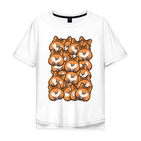 Мужская футболка хлопок Oversize с принтом Попки Корги в Тюмени, 100% хлопок | свободный крой, круглый ворот, “спинка” длиннее передней части | Тематика изображения на принте: корги | попки корги | собаки