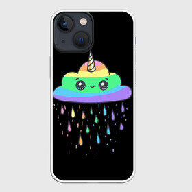 Чехол для iPhone 13 mini с принтом радужный единорог в Тюмени,  |  | like | likee | rainbow | единорог | лайк | облоко | радужный единорог | тучка