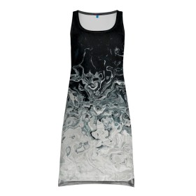 Платье-майка 3D с принтом вода абстракция в Тюмени, 100% полиэстер | полуприлегающий силуэт, широкие бретели, круглый вырез горловины, удлиненный подол сзади. | абстракция | белая | вода | космос | облака | тикстура | туманность  черно | фрактал