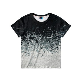 Детская футболка 3D с принтом вода абстракция в Тюмени, 100% гипоаллергенный полиэфир | прямой крой, круглый вырез горловины, длина до линии бедер, чуть спущенное плечо, ткань немного тянется | Тематика изображения на принте: абстракция | белая | вода | космос | облака | тикстура | туманность  черно | фрактал