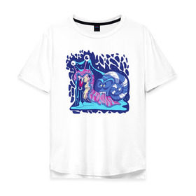 Мужская футболка хлопок Oversize с принтом Улитка в Тюмени, 100% хлопок | свободный крой, круглый ворот, “спинка” длиннее передней части | красочный | мультик | неон | панцирь | прикол | улитка | юмор | яркий