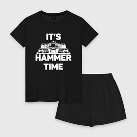 Женская пижама с шортиками хлопок с принтом Its hammer time в Тюмени, 100% хлопок | футболка прямого кроя, шорты свободные с широкой мягкой резинкой | hammer time | lewis hamilton | льюис хэмилтон