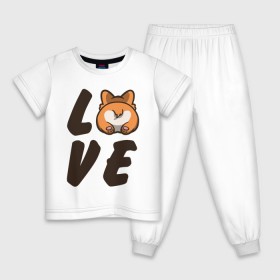 Детская пижама хлопок с принтом Love Corgi в Тюмени, 100% хлопок |  брюки и футболка прямого кроя, без карманов, на брюках мягкая резинка на поясе и по низу штанин
 | Тематика изображения на принте: corgi | корги