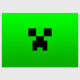 Поздравительная открытка с принтом MINECRAFT CREEPER | КРИПЕР в Тюмени, 100% бумага | плотность бумаги 280 г/м2, матовая, на обратной стороне линовка и место для марки
 | block | criper | cube | minecraft | pixel | блок | геометрия | крафт | крипер | кубики | майнкрафт | пиксели