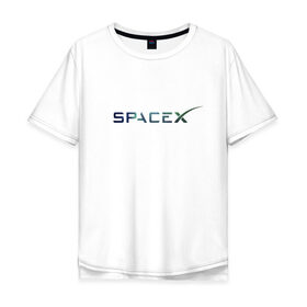 Мужская футболка хлопок Oversize с принтом SpaceX в Тюмени, 100% хлопок | свободный крой, круглый ворот, “спинка” длиннее передней части | Тематика изображения на принте: space | spacex | tesla | астрономия | илон маск | космонавт | космос | прикольная надпись | спэйс икс