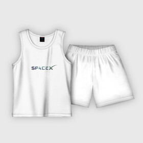 Детская пижама с шортами хлопок с принтом SpaceX в Тюмени,  |  | space | spacex | tesla | астрономия | илон маск | космонавт | космос | прикольная надпись | спэйс икс
