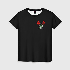 Женская футболка 3D с принтом PAYTON MOORMEIER (НА СПИНЕ) в Тюмени, 100% полиэфир ( синтетическое хлопкоподобное полотно) | прямой крой, круглый вырез горловины, длина до линии бедер | flower | payton moormeier | roses | tiktok | автограф payton | блогер | пейтон | пейтон моормиер | розы | тикток | тиктокер | цветы | ютубер