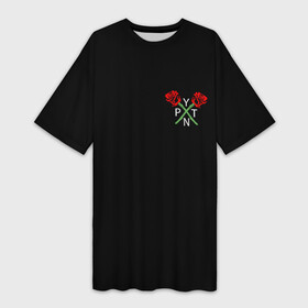 Платье-футболка 3D с принтом PAYTON MOORMEIER (НА СПИНЕ) в Тюмени,  |  | flower | payton moormeier | roses | tiktok | автограф payton | блогер | пейтон | пейтон моормиер | розы | тикток | тиктокер | цветы | ютубер