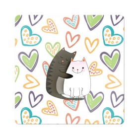 Магнит виниловый Квадрат с принтом Сладкая парочка в Тюмени, полимерный материал с магнитным слоем | размер 9*9 см, закругленные углы | 14 февраля | 8 марта | валентинов день | верность | влюбленность | влюбленные | вместе навсегда | двое | девичник | девушке | кот | коты | кошка | кошки | любимая | любимый | люблю | люблю тебя | мы с то