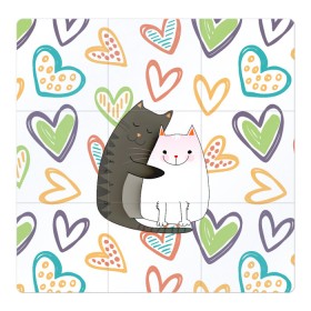 Магнитный плакат 3Х3 с принтом Сладкая парочка в Тюмени, Полимерный материал с магнитным слоем | 9 деталей размером 9*9 см | Тематика изображения на принте: 14 февраля | 8 марта | валентинов день | верность | влюбленность | влюбленные | вместе навсегда | двое | девичник | девушке | кот | коты | кошка | кошки | любимая | любимый | люблю | люблю тебя | мы с то
