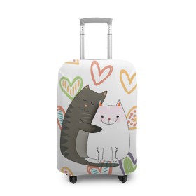 Чехол для чемодана 3D с принтом Сладкая парочка в Тюмени, 86% полиэфир, 14% спандекс | двустороннее нанесение принта, прорези для ручек и колес | 14 февраля | 8 марта | валентинов день | верность | влюбленность | влюбленные | вместе навсегда | двое | девичник | девушке | кот | коты | кошка | кошки | любимая | любимый | люблю | люблю тебя | мы с то