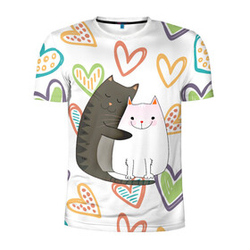 Мужская футболка 3D спортивная с принтом Сладкая парочка в Тюмени, 100% полиэстер с улучшенными характеристиками | приталенный силуэт, круглая горловина, широкие плечи, сужается к линии бедра | Тематика изображения на принте: 14 февраля | 8 марта | валентинов день | верность | влюбленность | влюбленные | вместе навсегда | двое | девичник | девушке | кот | коты | кошка | кошки | любимая | любимый | люблю | люблю тебя | мы с то