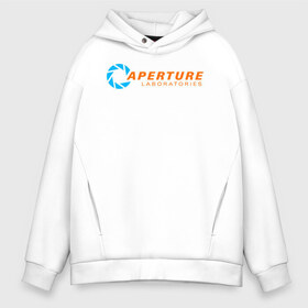 Мужское худи Oversize хлопок с принтом Aperture Laboratorie в Тюмени, френч-терри — 70% хлопок, 30% полиэстер. Мягкий теплый начес внутри —100% хлопок | боковые карманы, эластичные манжеты и нижняя кромка, капюшон на магнитной кнопке | aperture | half life | laboratorie | portal | головоломка | портал | телепорт