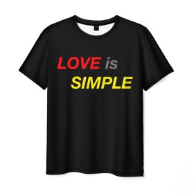 Мужская футболка 3D с принтом LOVE IS SIMPLE в Тюмени, 100% полиэфир | прямой крой, круглый вырез горловины, длина до линии бедер | simple | для него | для нее
