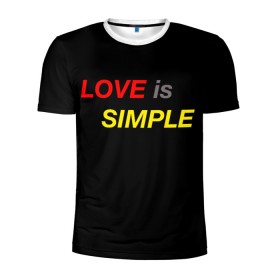 Мужская футболка 3D спортивная с принтом LOVE IS SIMPLE в Тюмени, 100% полиэстер с улучшенными характеристиками | приталенный силуэт, круглая горловина, широкие плечи, сужается к линии бедра | simple | для него | для нее