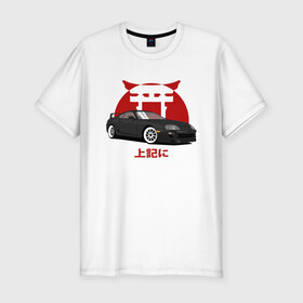 Мужская футболка хлопок Slim с принтом Toyota Supra A80 JDM в Тюмени, 92% хлопок, 8% лайкра | приталенный силуэт, круглый вырез ворота, длина до линии бедра, короткий рукав | 