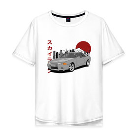 Мужская футболка хлопок Oversize с принтом Nissan Skyline R32 GT-R в Тюмени, 100% хлопок | свободный крой, круглый ворот, “спинка” длиннее передней части | nissan skyline r32 gt r
