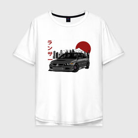 Мужская футболка хлопок Oversize с принтом Mitsubishi Lancer Evolution IX в Тюмени, 100% хлопок | свободный крой, круглый ворот, “спинка” длиннее передней части | Тематика изображения на принте: 