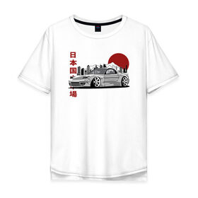 Мужская футболка хлопок Oversize с принтом Rotary Mazda RX-7 в Тюмени, 100% хлопок | свободный крой, круглый ворот, “спинка” длиннее передней части | Тематика изображения на принте: 