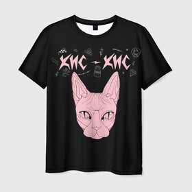 Мужская футболка 3D с принтом Кис-Кис в Тюмени, 100% полиэфир | прямой крой, круглый вырез горловины, длина до линии бедер | punk | punk rock | rock | алина олешева | кис | кис кис | кокос | панк | панк рок | рок | софья сомусева | хмурый