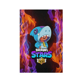 Обложка для паспорта матовая кожа с принтом BRAWL STARS LEON SHARK в Тюмени, натуральная матовая кожа | размер 19,3 х 13,7 см; прозрачные пластиковые крепления | bibi | brawl stars | crow | el brown | leon | leon shark | max | sally leon | shark | stars | акула | биби | ворон | леон