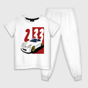 Детская пижама хлопок с принтом Nissan Fairlady Z33 в Тюмени, 100% хлопок |  брюки и футболка прямого кроя, без карманов, на брюках мягкая резинка на поясе и по низу штанин
 | Тематика изображения на принте: 