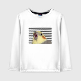 Детский лонгслив хлопок с принтом Орущий попугай в Тюмени, 100% хлопок | круглый вырез горловины, полуприлегающий силуэт, длина до линии бедер | mem | забавный | мем | орущий попугай | попугай | прикол | птица | смешной | юмор