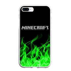 Чехол для iPhone 7Plus/8 Plus матовый с принтом MINECRAFT FIRE в Тюмени, Силикон | Область печати: задняя сторона чехла, без боковых панелей | block | creeper | cube | minecraft | pixel | блок | геометрия | крафт | крипер | кубики | майнкрафт | пиксели