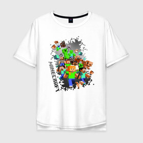 Мужская футболка хлопок Oversize с принтом Minecraft в Тюмени, 100% хлопок | свободный крой, круглый ворот, “спинка” длиннее передней части | ender dragon | enderman | minecraft | phantom | the end | the nether | the overworld | wither | визера | майнкрафт | незер | ремесло | шахта добывать | энд | эндер дракон
