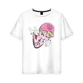 Женская футболка хлопок Oversize с принтом LiL PEEP в Тюмени, 100% хлопок | свободный крой, круглый ворот, спущенный рукав, длина до линии бедер
 | cry baby | lil peep | лил пип