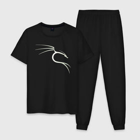 Мужская пижама хлопок с принтом Kali Linux в Тюмени, 100% хлопок | брюки и футболка прямого кроя, без карманов, на брюках мягкая резинка на поясе и по низу штанин
 | kali | linux | кали | линукс