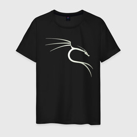 Мужская футболка хлопок с принтом Kali Linux в Тюмени, 100% хлопок | прямой крой, круглый вырез горловины, длина до линии бедер, слегка спущенное плечо. | kali | linux | кали | линукс